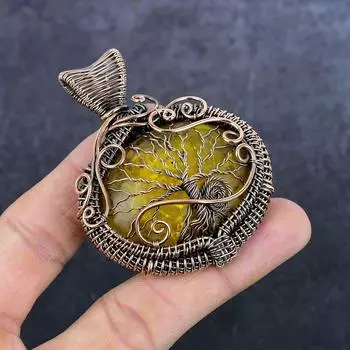 Подвеска из натурального балтийского янтаря с медной проволокой 2,76 дюйма V4N19