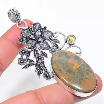 Подвеска из натурального бамбука, яшмы, цитрина, стерлингового серебра 925 пробы, 3,27 дюйма, W2l02