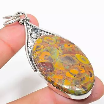 Подвеска из натурального бамбука, яшмы и белого топаза, серебро 925 пробы, 3,03 дюйма, V9l60