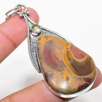 Подвеска из натурального бамбука, яшмы и цитрина, серебро 925 пробы, 2,96 дюйма, P4H50