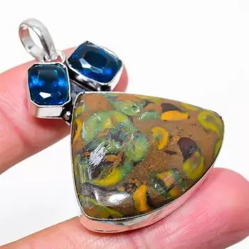 Подвеска из натурального бамбука, яшмы и топаза, стерлингового серебра 925 пробы, 2,05 дюйма, f6V57