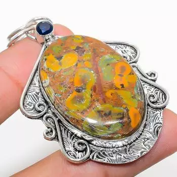 Подвеска из натурального бамбука, яшмы и шпинели, серебро 925 пробы, 2,56 дюйма, N3r24