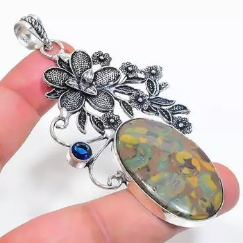 Подвеска из натурального бамбука, яшмы, топаза, стерлингового серебра 925 пробы, 3,35 дюйма Q4U26