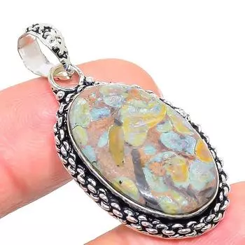 Подвеска из натурального бамбукового яшмы, ручная работа, серебро 925 пробы, 1,77 дюйма, j2D19