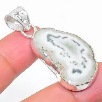 Подвеска из натурального белого солнечного кварца из стерлингового серебра 925 пробы 1,85 дюйма i2P76