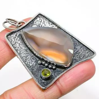 Подвеска из натурального ботсванского агата, цитрина из стерлингового серебра 925 пробы 2,21 дюйма A9g69