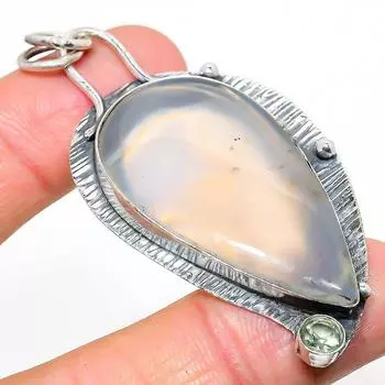 Подвеска из натурального ботсванского агата и драгоценного камня цаворит из стерлингового серебра 925 пробы 2,68 дюйма G5w49