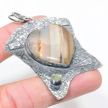 Подвеска из натурального ботсванского агата и цитрина из стерлингового серебра 925 пробы 2,68 дюйма a9y80