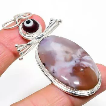 Подвеска из натурального ботсванского агата и драгоценного камня «сглаз» из стерлингового серебра 925 пробы 2,84 дюйма f7u69