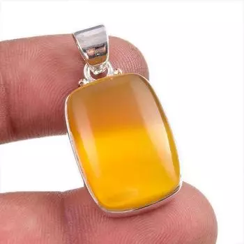 Подвеска из натурального ботсванского агата из стерлингового серебра 925 пробы 1,5 дюйма P6h65