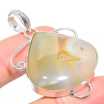 Подвеска из натурального ботсванского агата ручной работы из стерлингового серебра 925 пробы 2,09 дюйма W1S92