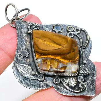 Подвеска из натурального брекчиевидного камня мукаит из стерлингового серебра 925 пробы 2,80 дюйма K7c19