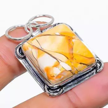 Подвеска из натурального брекчиевидного мукаита из стерлингового серебра 925 пробы 1,65 дюйма v8Q15