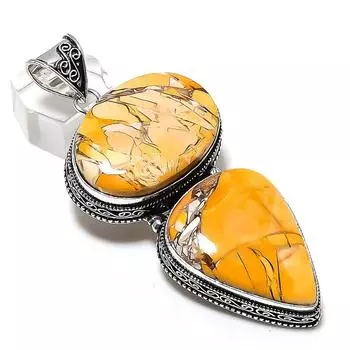 Подвеска из натурального брекчиевидного мукаита из стерлингового серебра 925 пробы 3,23 дюйма w4f58