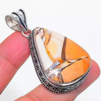 Подвеска из натурального брекчиевидного мукаита из стерлингового серебра 925 пробы 2,13 дюйма o6n08