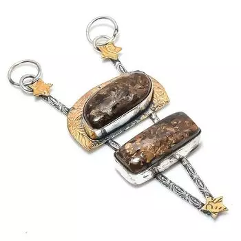 Подвеска из натурального бронзита из стерлингового серебра 925 пробы в двух тонах 3,39 дюйма a1S52