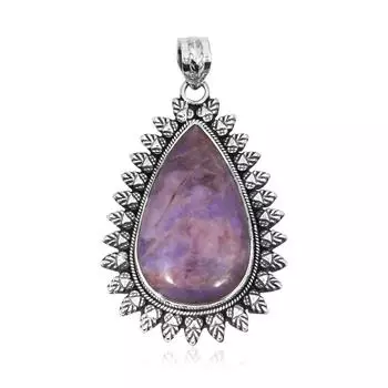 Подвеска из натурального чароита, серебро 925 пробы, драгоценный камень грушевидной формы, ювелирные изделия ручной работы, подарок для женщин, пасхальный подарок фиолетовый