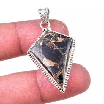 Подвеска из натурального черного медного бирюзового серебра 925 пробы 1,75 дюйма K5I28