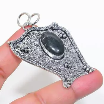 Подвеска из натурального черного оникса из стерлингового серебра 925 пробы 2,56 дюйма I1C45