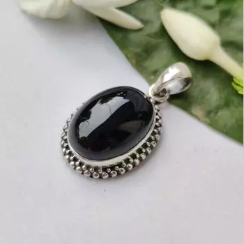Подвеска из натурального черного оникса, колье из стерлингового серебра, массивное колье с драгоценными камнями, 14.05mm-16.11mm чёрный