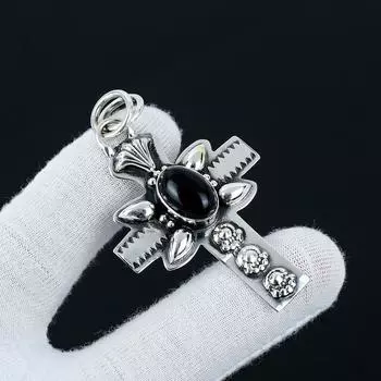 Подвеска из натурального черного оникса, подвеска из стерлингового серебра 925 пробы, подвеска из ювелирного ожерелья из черного оникса, подарки на День святого Валентина, подарок ей на День матери 2.55 чёрный