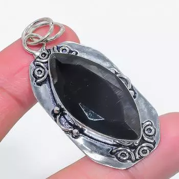 Подвеска из натурального черного шпинеля из стерлингового серебра 925 пробы 2,36 дюйма b6s03