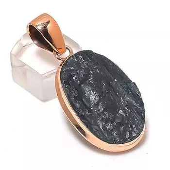 Подвеска из натурального черного турмалина из меди ручной работы 1,93 дюйма F9V86