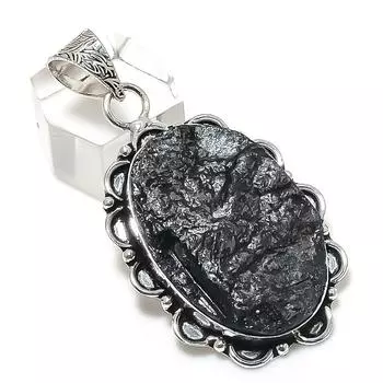 Подвеска из натурального черного турмалина из стерлингового серебра 925 пробы 2,21 дюйма G9c21