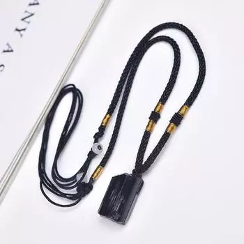 Подвеска из натурального черного турмалина, изделия из камня, необработанные каменные украшения, домашний декор чёрный