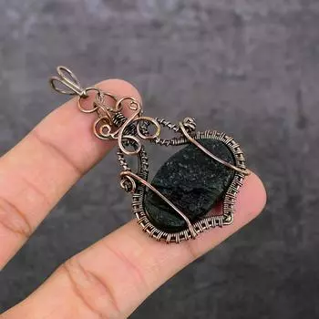 Подвеска из натурального черного турмалина с медной проволокой 2,68 дюйма Z6D51
