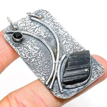 Подвеска из натурального черного турмалина, шпинели, стерлингового серебра 925 пробы, 2,44 дюйма, m8M98