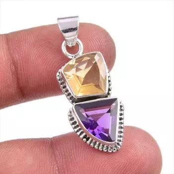 Подвеска из натурального цитрина, аметиста, из чистого серебра 925 пробы, 1,50 дюйма, F2N23