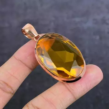 Подвеска из натурального цитрина из меди ручной работы 2,25 дюйма e0Z68