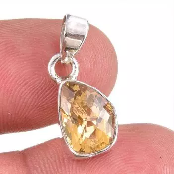 Подвеска из натурального цитрина, ручная работа, из стерлингового серебра 925 пробы, 1 дюйм, D3c85