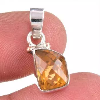 Подвеска из натурального цитрина ручной работы из стерлингового серебра 925 пробы 1 дюйм o4v59