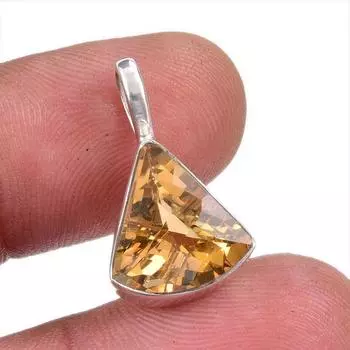 Подвеска из натурального цитрина ручной работы из стерлингового серебра 925 пробы 1 дюйм C3a82