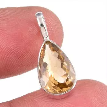 Подвеска из натурального цитрина ручной работы из стерлингового серебра 925 пробы 1 дюйм j0d56