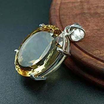 Подвеска из натурального цитрина, серебряная подвеска 925 пробы, камень ноября, подарок для нее,