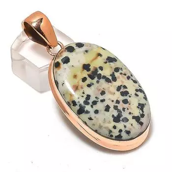 Подвеска из натурального далматинского яшмы с драгоценным камнем ручной работы из меди 2,29 дюйма t0g18