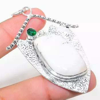 Подвеска из натурального дендритного опала и диопсида из стерлингового серебра 925 пробы 2,80 дюйма g2m94