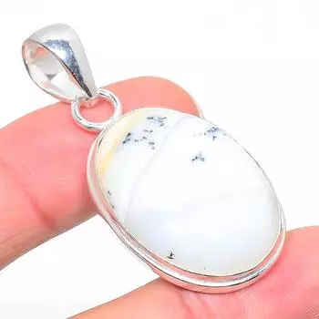 Подвеска из натурального дендритного опала из стерлингового серебра 925 пробы 2,01 дюйма Y9Z79