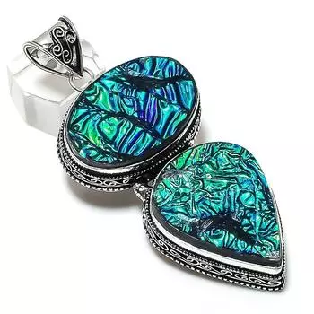 Подвеска из натурального дихроичного стекла с драгоценными камнями из стерлингового серебра 925 пробы 3,15 дюйма y8H30