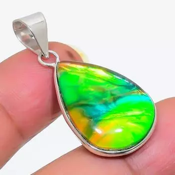 Подвеска из натурального дихроичного стекла с драгоценными камнями из стерлингового серебра 925 пробы 1,50 дюйма S1j65