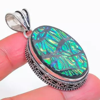 Подвеска из натурального дихроичного стекла с драгоценными камнями из стерлингового серебра 925 пробы 2,05 дюйма U5q30