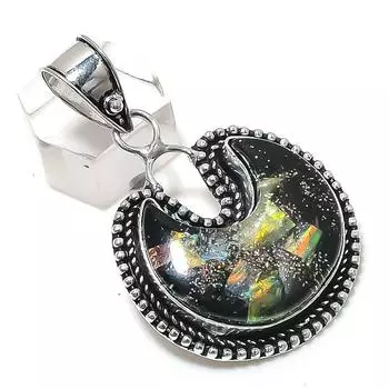 Подвеска из натурального дихроичного стекла с драгоценными камнями из стерлингового серебра 925 пробы 2,17 дюйма r6U94