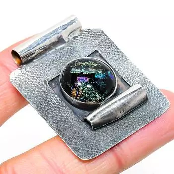 Подвеска из натурального дихроичного стекла с драгоценными камнями из стерлингового серебра 925 пробы 1,69 дюйма C7w49