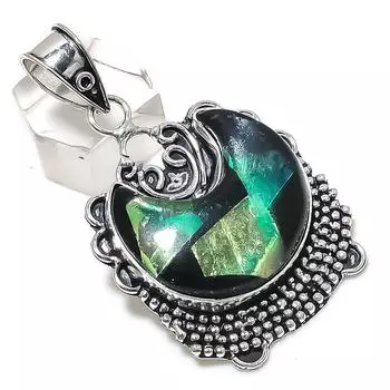 Подвеска из натурального дихроичного стекла с драгоценными камнями из стерлингового серебра 925 пробы 2,36 дюйма h4U75