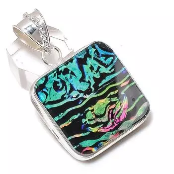 Подвеска из натурального дихроичного стекла с драгоценными камнями из стерлингового серебра 925 пробы 2,01 дюйма f2E14