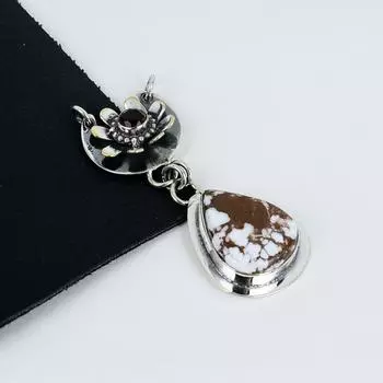 Подвеска из натурального дикого конского яшмы, стерлинговое серебро 925 пробы — дизайн ручной работы, повседневные украшения, уникальная подвеска из красного граната, подарки на день рождения 2.95 белый