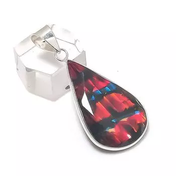 Подвеска из натурального драгоценного камня аммолит из стерлингового серебра 925 пробы 1,77 дюйма z4b61